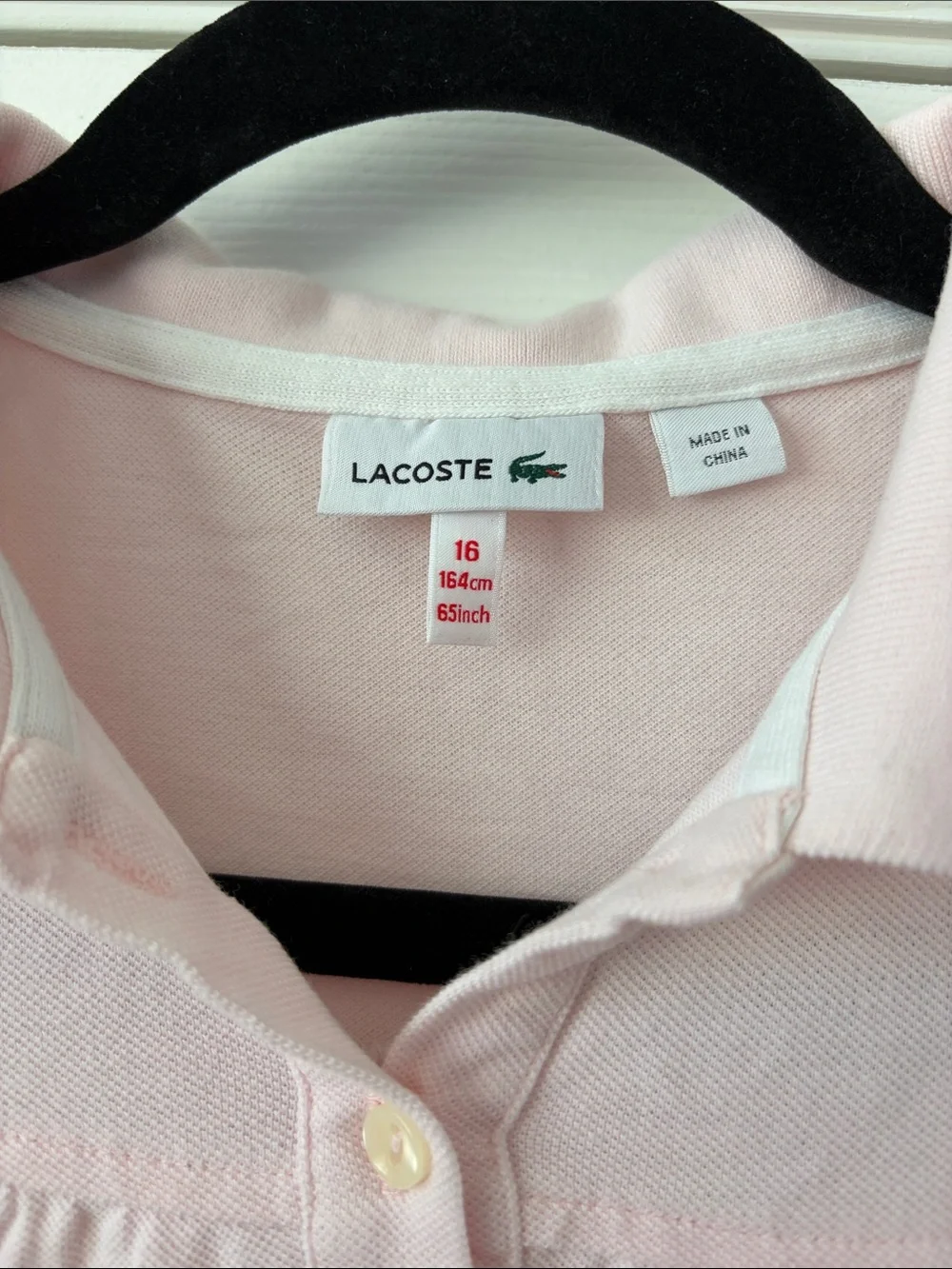 Lacoste Polo Short Sleeve Pair in Light Pink & Coral Red girls size 16